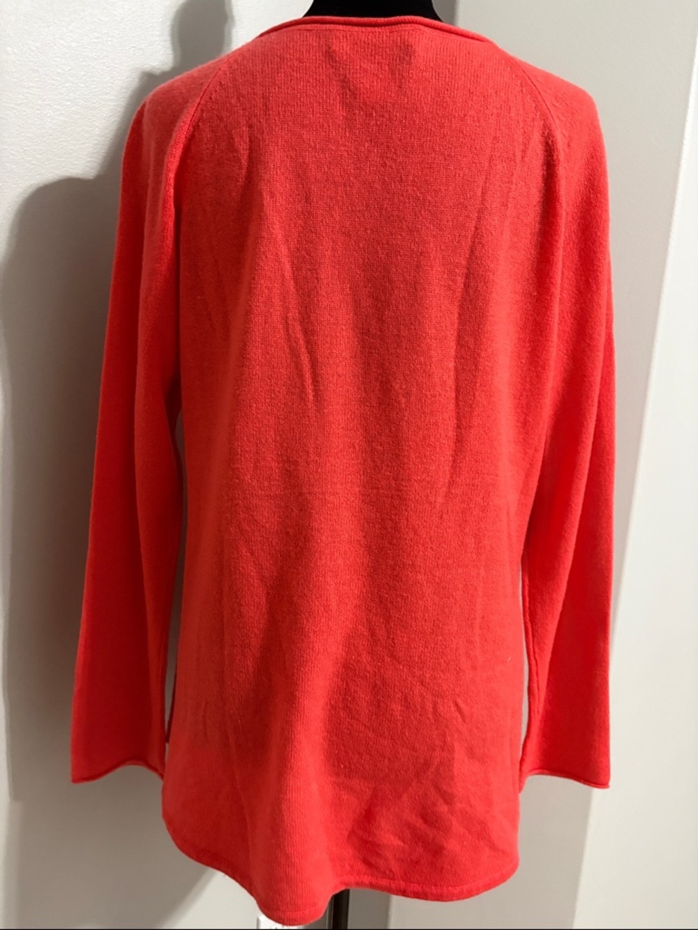 NWOT Celeste Coral-Red Wool-Cashmere Crewneck Sweater - Picture 4 of 5